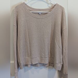 Women's Ribbed Knit Sweater - Beige